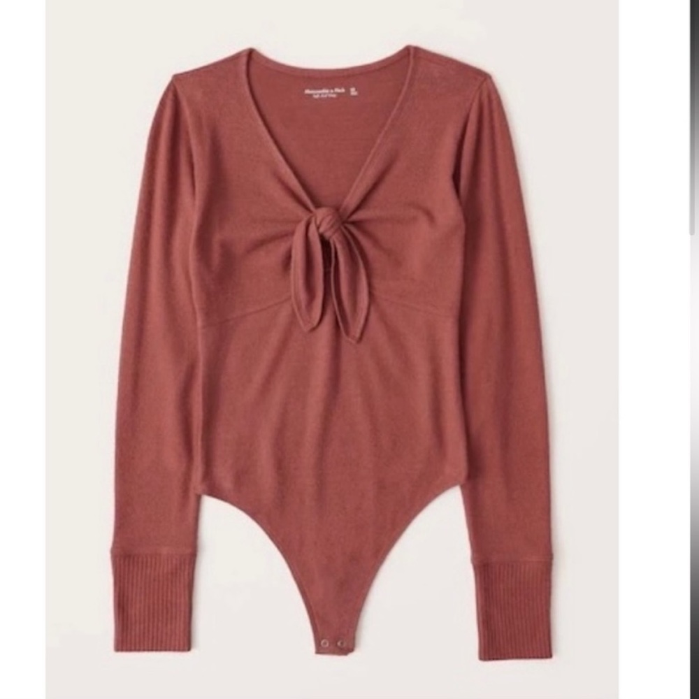 Abercrombie & Fitch V Neck Tie Front Bodysuit - XS